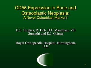 CD56 Expression in Bone and Osteoblastic Neoplasia: A Novel Osteoblast Marker?