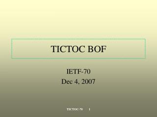 TICTOC BOF