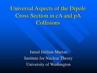Universal Aspects of the Dipole Cross Section in eA and pA Collisions