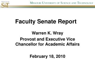 Faculty Senate Report