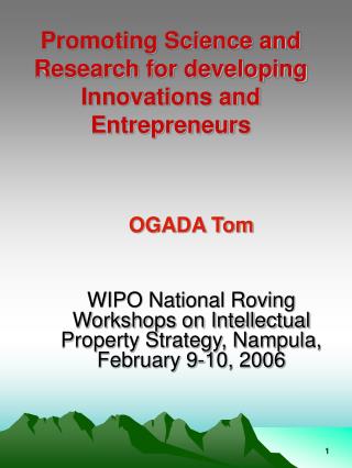 Promoting Science and Research for developing Innovations and Entrepreneurs