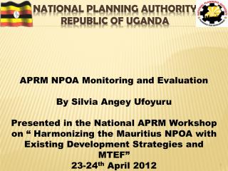 National Planning Authority Republic of Uganda