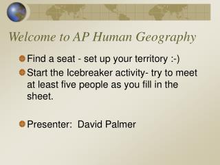 Welcome to AP Human Geography