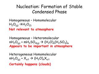 Nucleation: Formation of Stable Condensed Phase