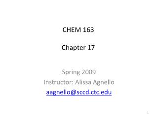 CHEM 163 Chapter 17