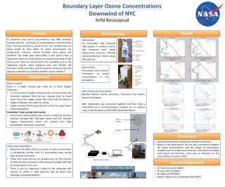 Boundary Layer Ozone Concentrations Downwind of NYC Anfal Boussayoud