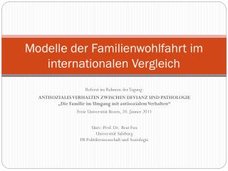 Modelle der Familienwohlfahrt im internationalen Vergleich