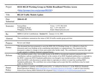 802.20 Traffic Models Update