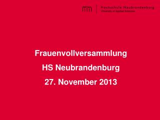 Frauenvollversammlung HS Neubrandenburg 27. November 2013
