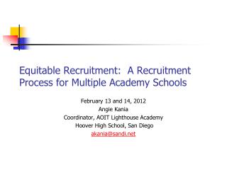 Equitable Recruitment: A Recruitment Process for Multiple Academy Schools