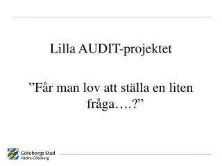 Lilla AUDIT-projektet ”Får man lov att ställa en liten fråga….?”