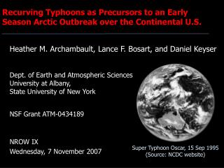 Recurving Typhoons as Precursors to an Early Season Arctic Outbreak over the Continental U.S.