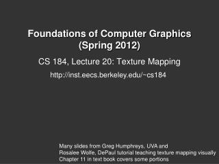 Foundations of Computer Graphics (Spring 2012)