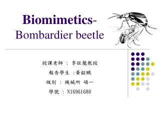 B iomimetics - Bombardier beetle