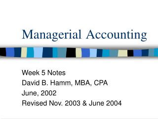 Managerial Accounting