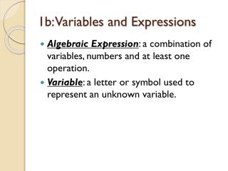 1b: Variables and Expressions