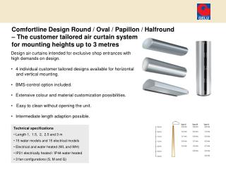 Design air curtains intended for exclusive shop entrances with high demands on design.