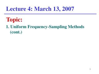 Lecture 4: March 13, 2007