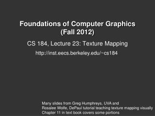 Foundations of Computer Graphics (Fall 2012)