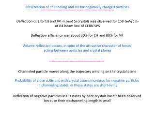 Observation of channeling and VR for negatively charged particles