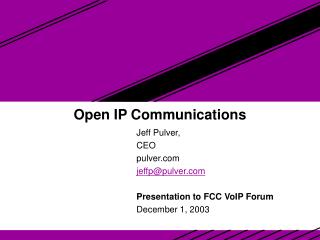 Open IP Communications