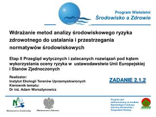 Program Wieloletni Środowisko a Zdrowie