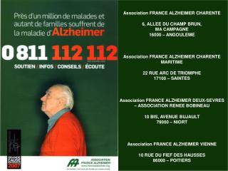 Association FRANCE ALZHEIMER CHARENTE 6, ALLEE DU CHAMP BRUN, MA CAMPAGNE 16000 – ANGOULEME