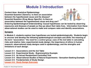 Module 3 Introduction Content Area: Analytical Epidemiology