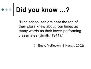 Did you know …?