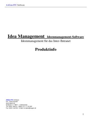 Idea Management Ideenmanagement-Software Ideenmanagement für das Inter-/Intranet