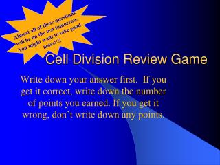Cell Division Review Game