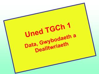 Uned TGCh 1 Data, Gwybodaeth a Dealltwriaeth