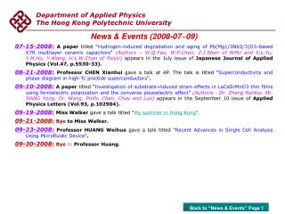 Department of Applied Physics The Hong Kong Polytechnic University