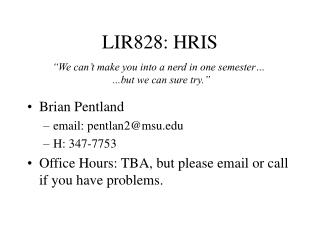 LIR828: HRIS