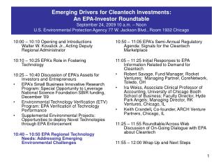 10:50 – 11:05 EPA’s Semi-Annual Regulatory Agenda: Signals for the Cleantech Marketplace