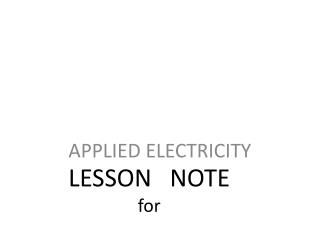 LESSON NOTE for