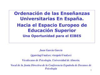 Ordenación de las Enseñanzas Universitarias En España.