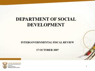 DEPARTMENT OF SOCIAL DEVELOPMENT