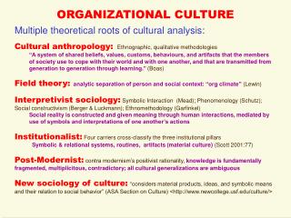 ORGANIZATIONAL CULTURE