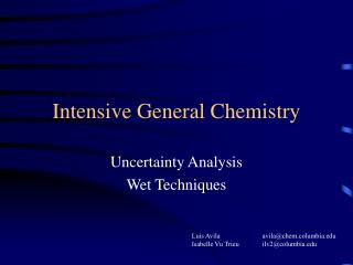 Intensive General Chemistry