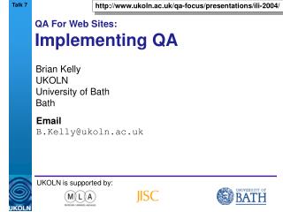 QA For Web Sites: Implementing QA
