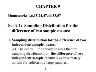 CHAPTER 9 Homework: 1,6,15,24,47,49,53,57