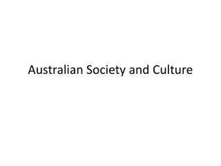 Australian Society and Culture
