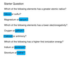 Starter Question