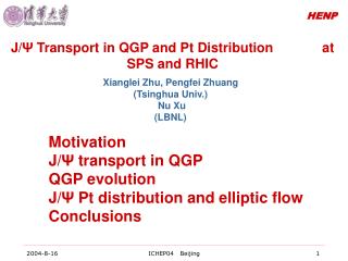 J/ Ψ Transport in QGP and Pt Distribution at SPS and RHIC