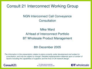 Consult 21 Interconnect Working Group