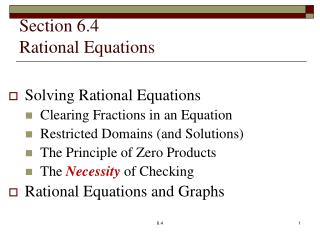 Section 6.4 Rational Equations