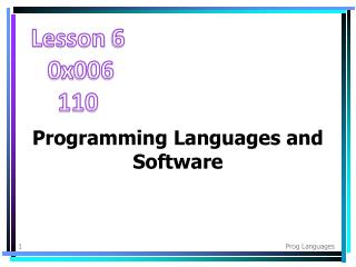 Programming Languages and Software