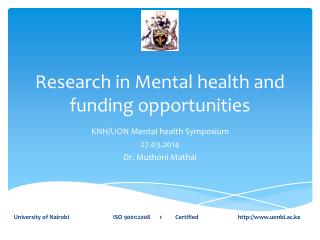 Research in Mental health and funding opportunities