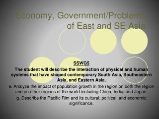 Economy, Government/Problems of East and SE Asia